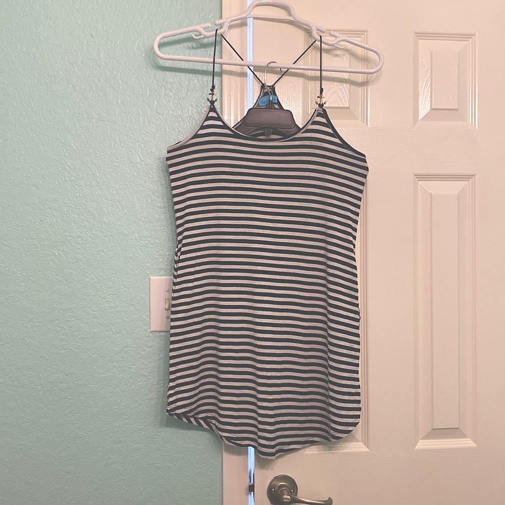 Cute nautical sun dress or bathing suit cover up with pockets, Navy & white